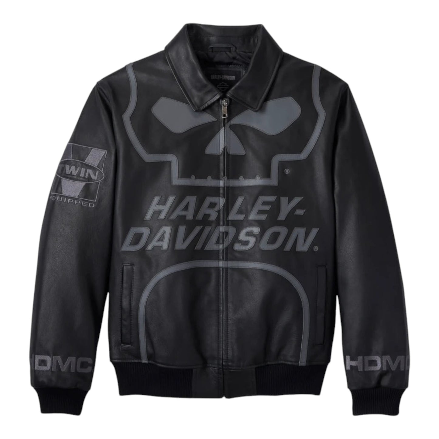 JACKET-LEATHER,BLACK/GREY WILLIE G