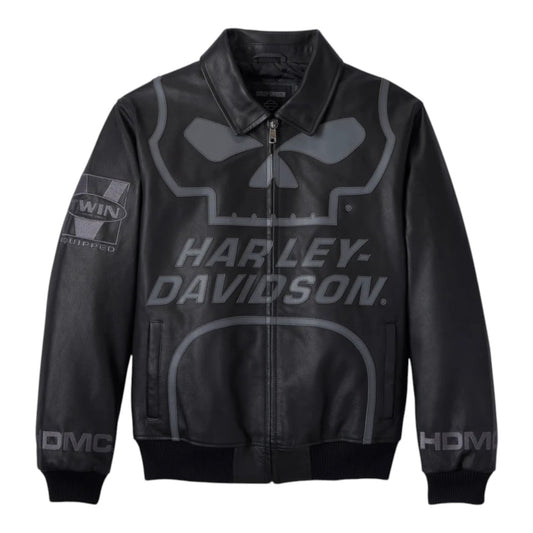 JACKET-LEATHER,BLACK/GREY WILLIE G