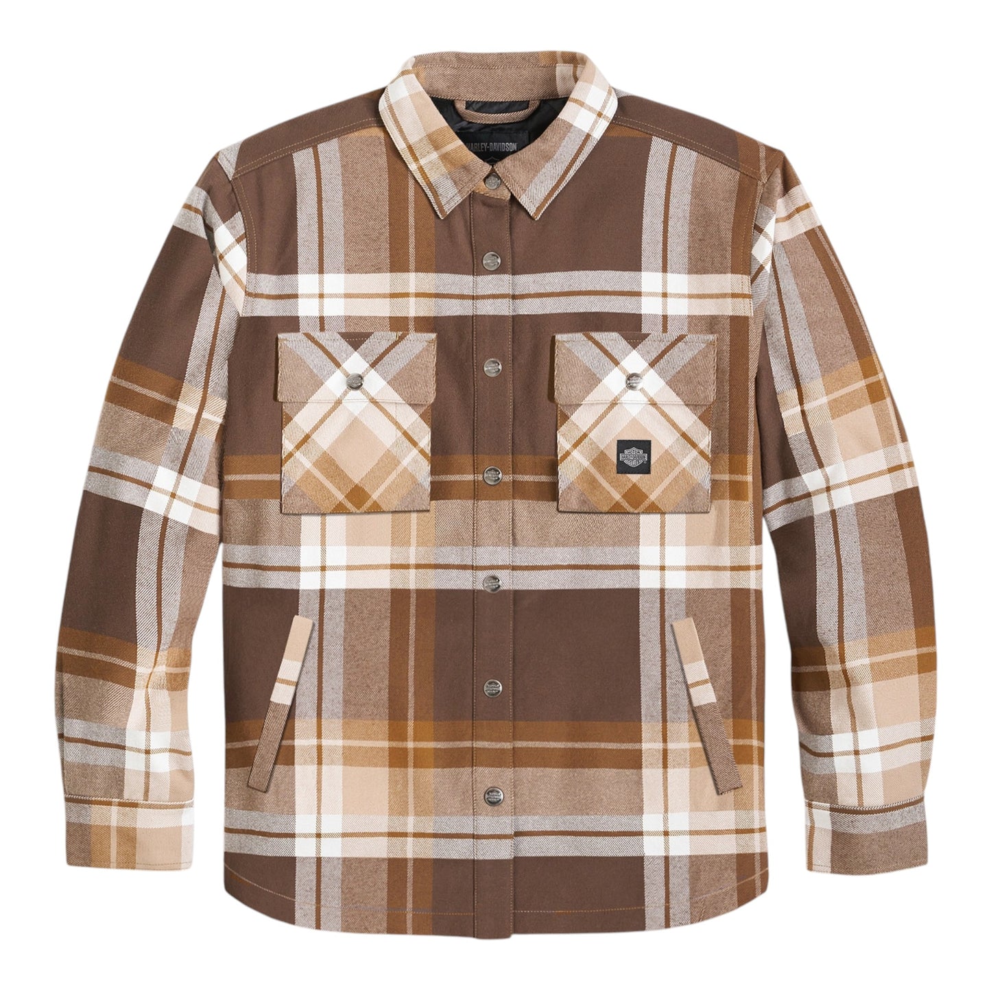 SHIRT JACKET-WOVEN, BROWN PLAID