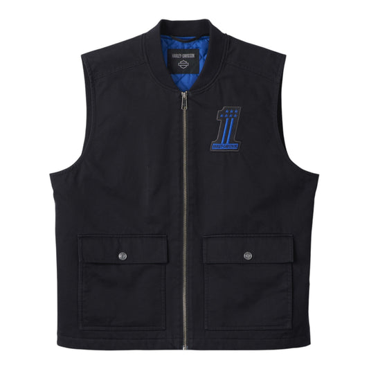 VEST-WOVEN, BLACK/BLUE, #1