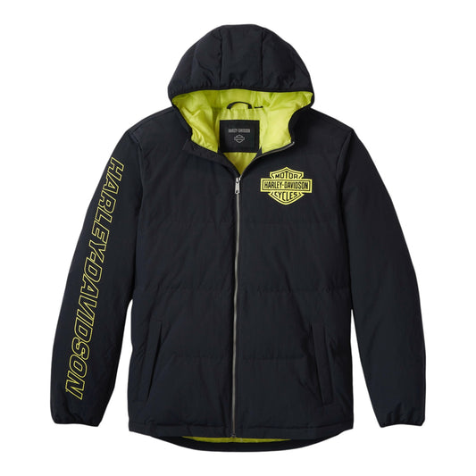 JACKET-WOVEN, BLK/NEON GREEN