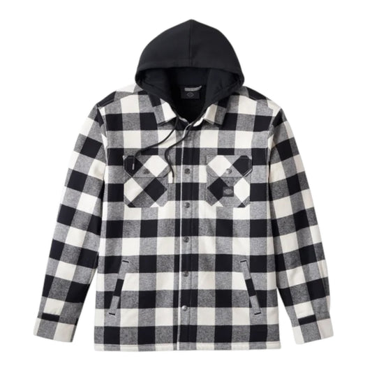 SHIRT JACKET-WOVEN, BLACK PLAID