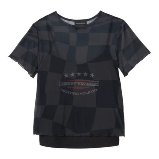TEE-KNIT,BLACK/GREY PRINT