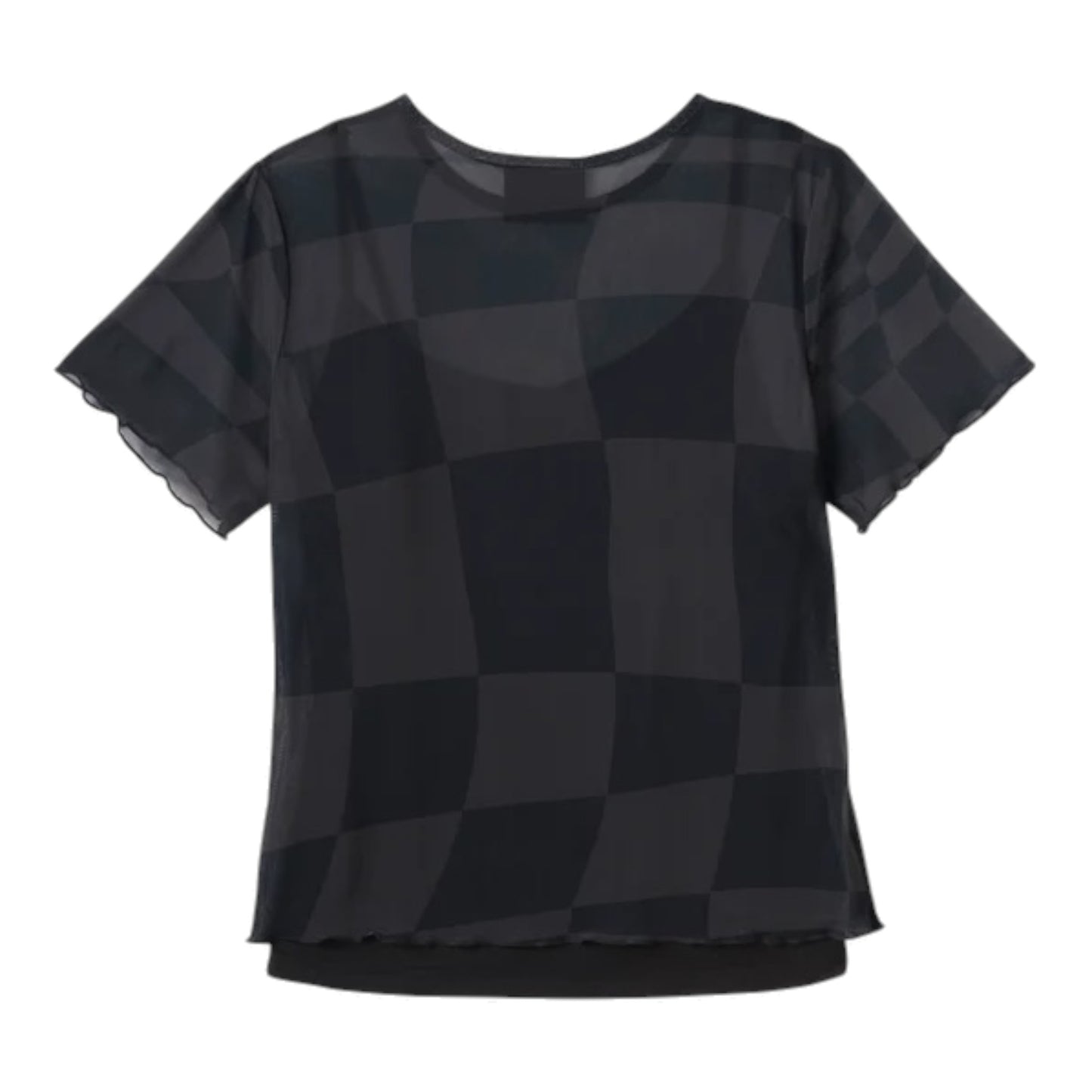 TEE-KNIT,BLACK/GREY PRINT