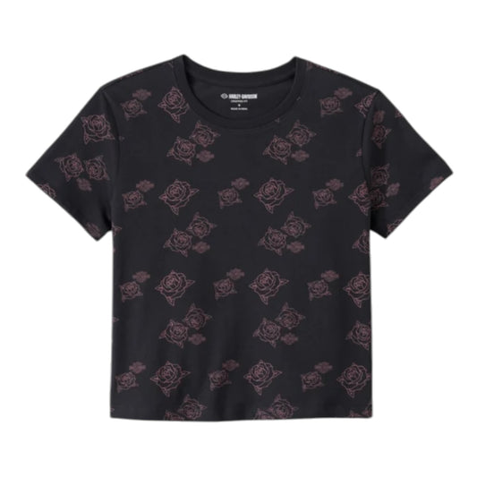 TOP-KNIT,BLACK/PINK PRINT