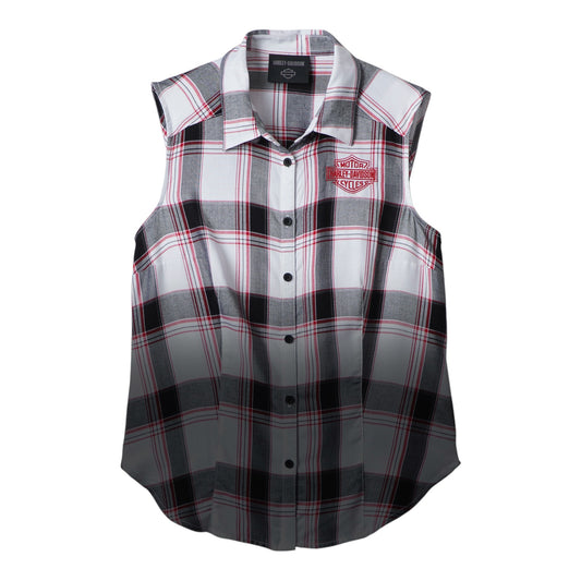 SHIRT-WOVEN, WHITE PLAID