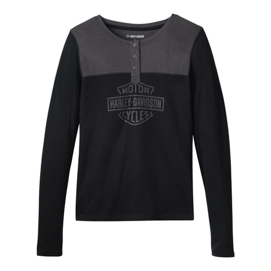 HENLEY-KNIT, BLACK/DARK GREY COLORBLOCK