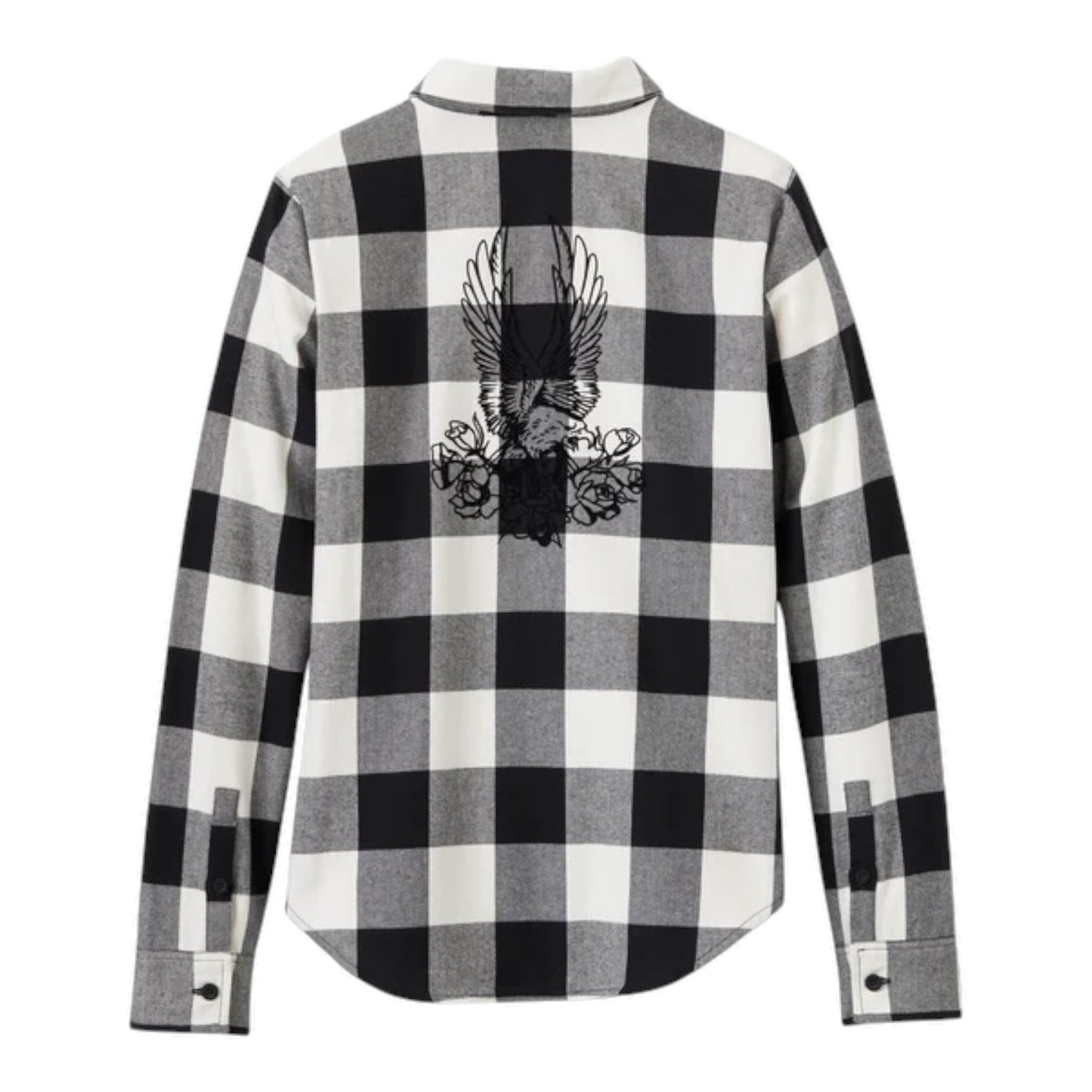 SHIRT-WOVEN, WHITE/BLACK PLAID
