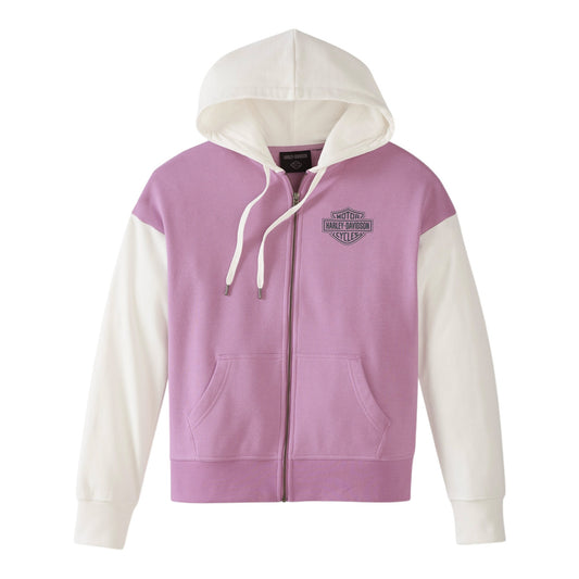HOODIE-KNIT,PURPLE COLORBLOCK