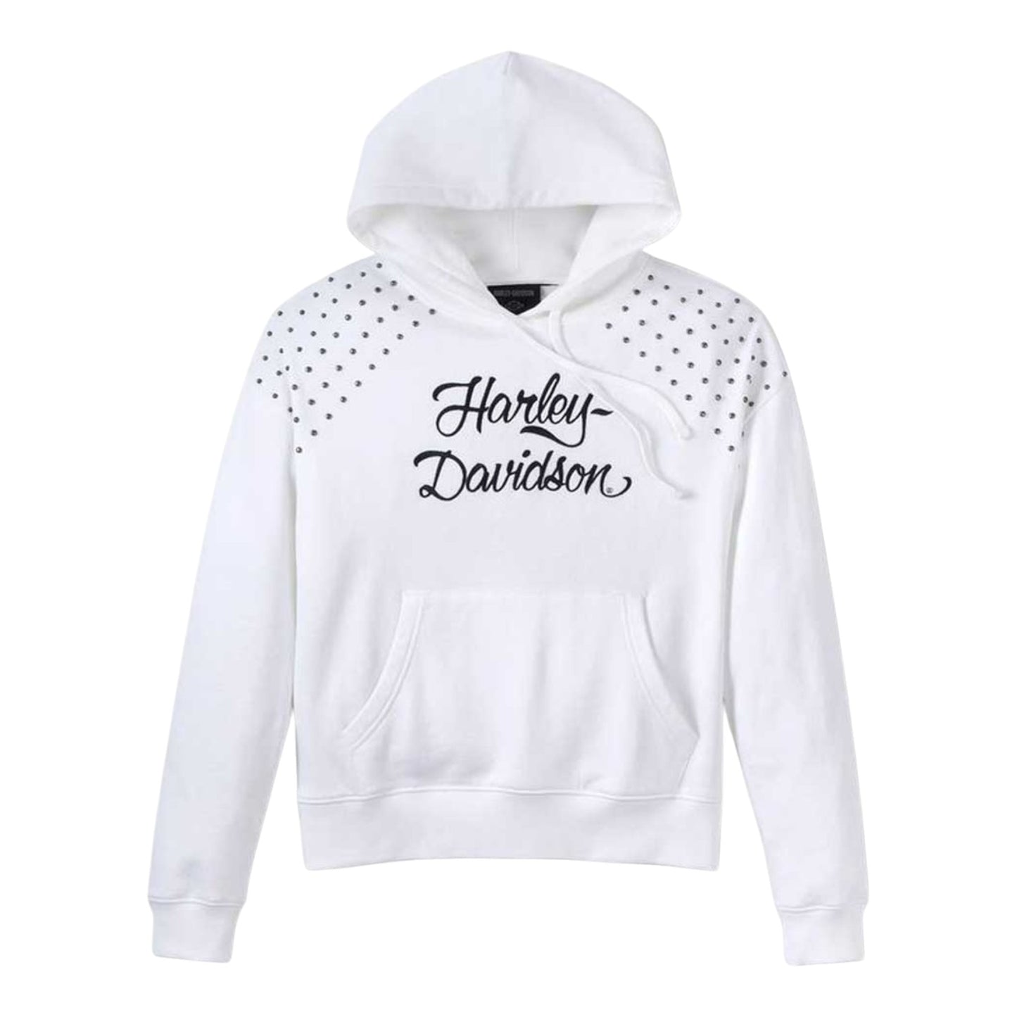 HOODIE-KNIT, WHITE W/STUDS