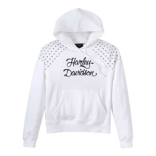 HOODIE-KNIT, WHITE W/STUDS