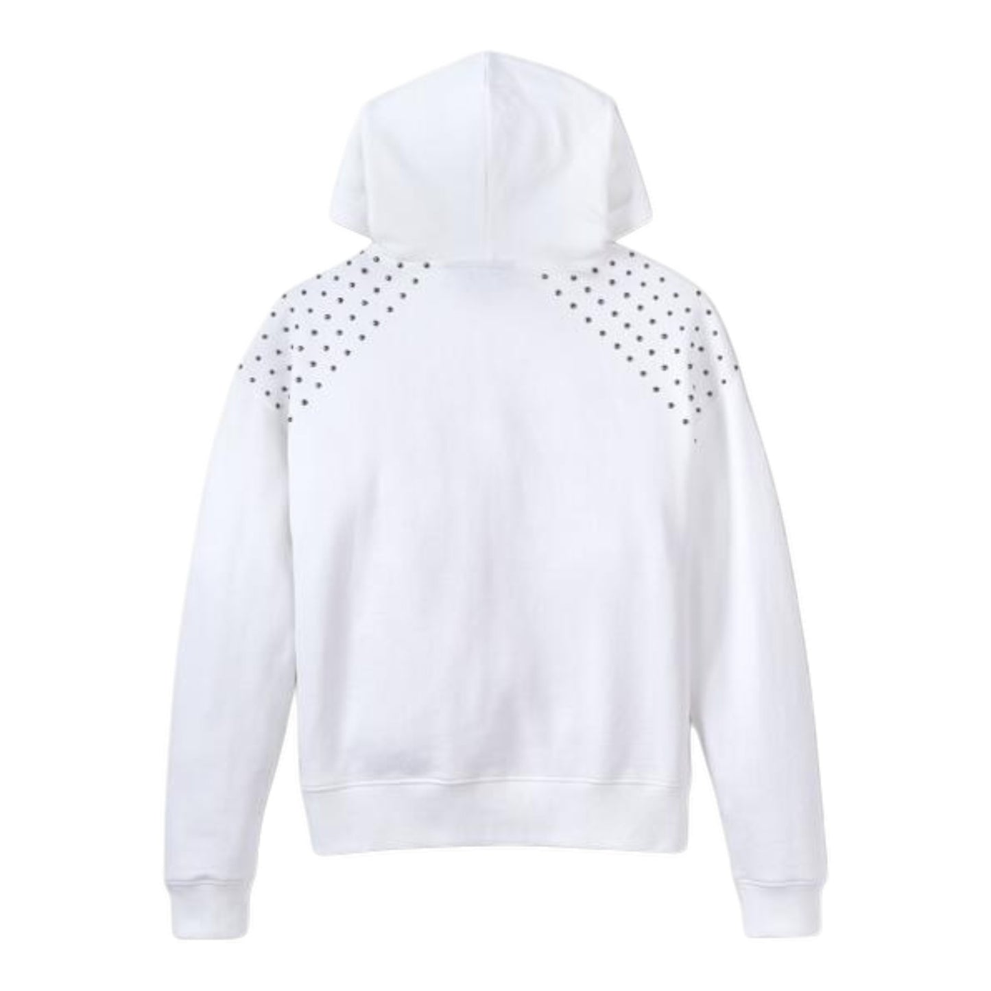 HOODIE-KNIT, WHITE W/STUDS