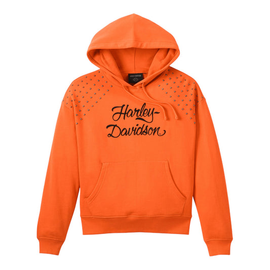 HOODIE-KNIT, ORANGE W/STUDS