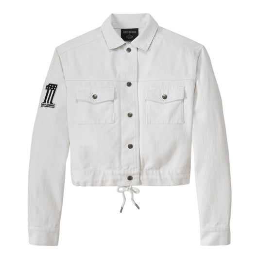 JACKET CROPPED-WOVEN, WHITE