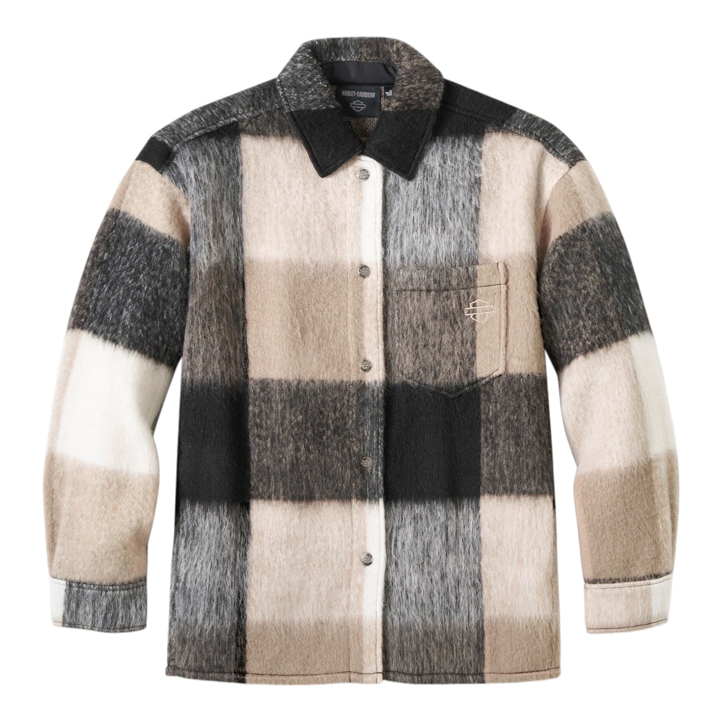SHIRT JACKET, WOVEN, TAN PLAID