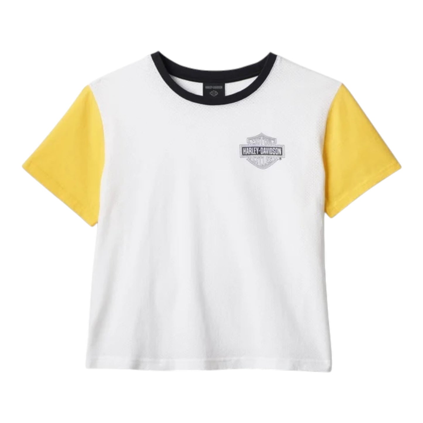 TEE-KNIT,COLORBLOCK WHITE/YELLOW #1