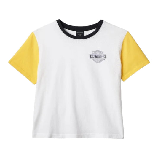 TEE-KNIT,COLORBLOCK WHITE/YELLOW #1
