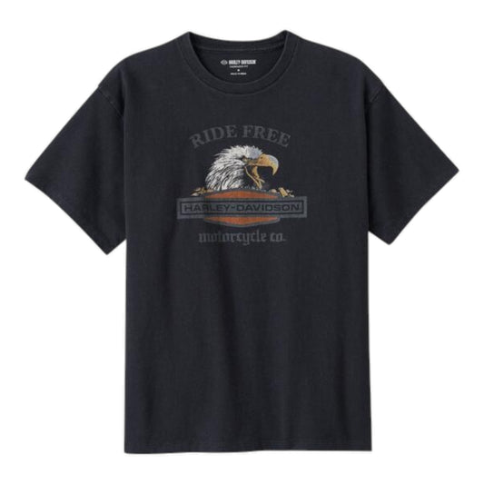 TEE-KNIT,BLACK- RIDE FREE EAGLE OVERSIZED