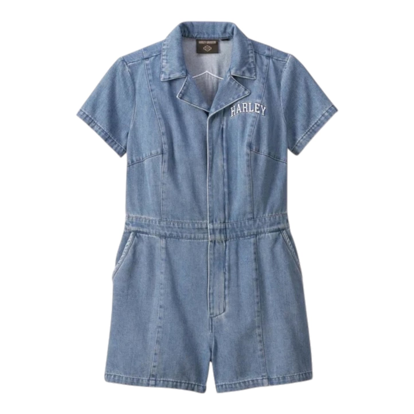 JUMPSUIT-DENIM,SHORTS, MEDIUM BLUE