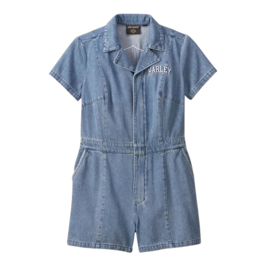 JUMPSUIT-DENIM,SHORTS, MEDIUM BLUE