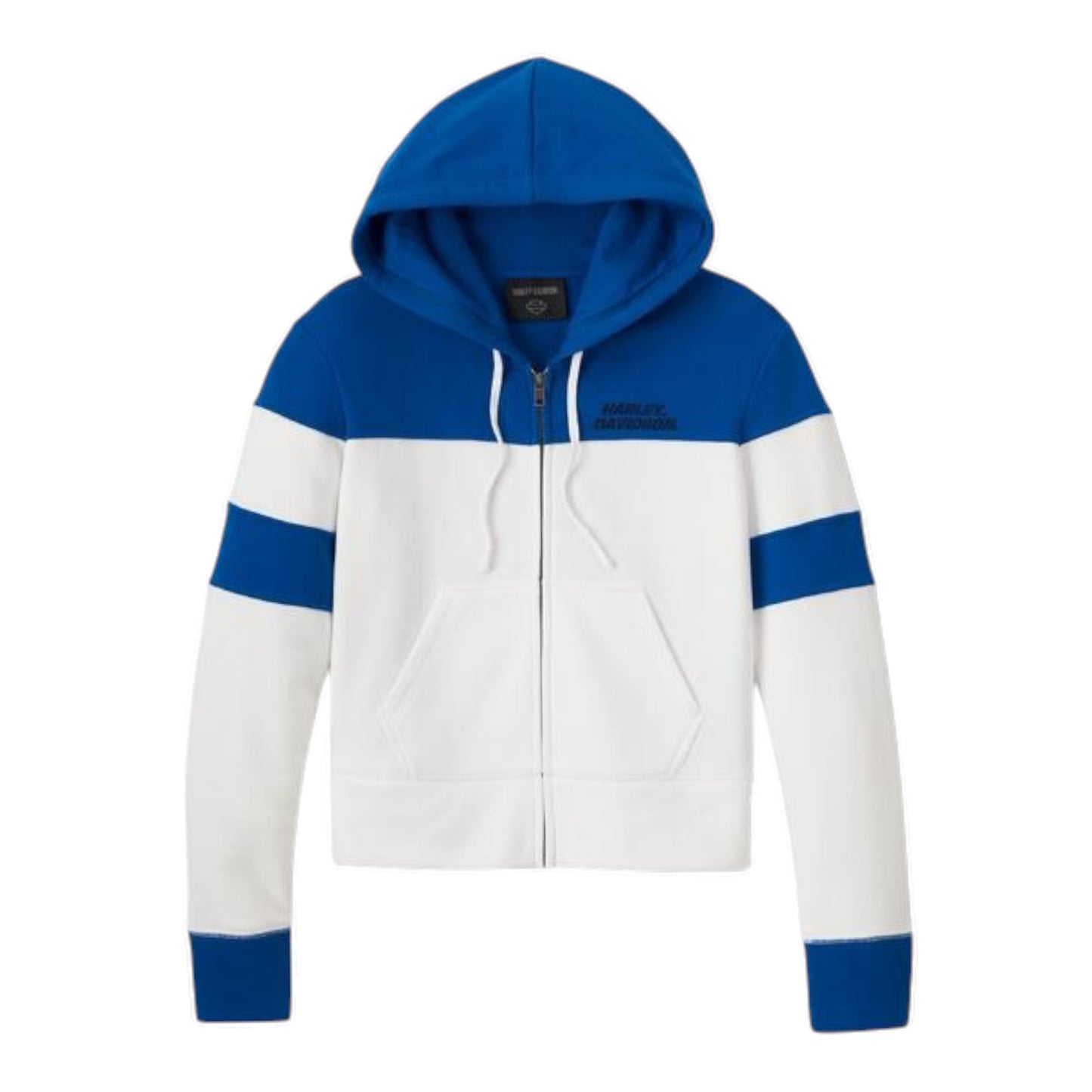 HOODIE-KNIT,COLORBLOCK WHITE/BLUE
