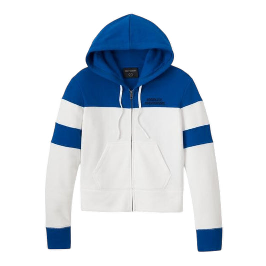 HOODIE-KNIT,COLORBLOCK WHITE/BLUE