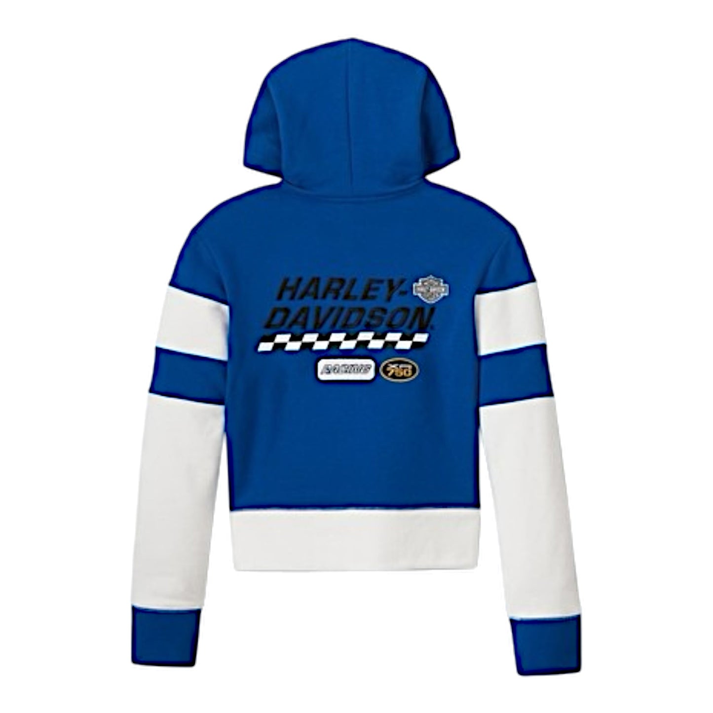 HOODIE-KNIT,COLORBLOCK WHITE/BLUE