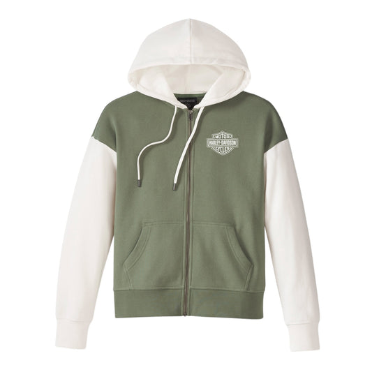 HOODIE-KNIT,GREEN COLORBLOCK