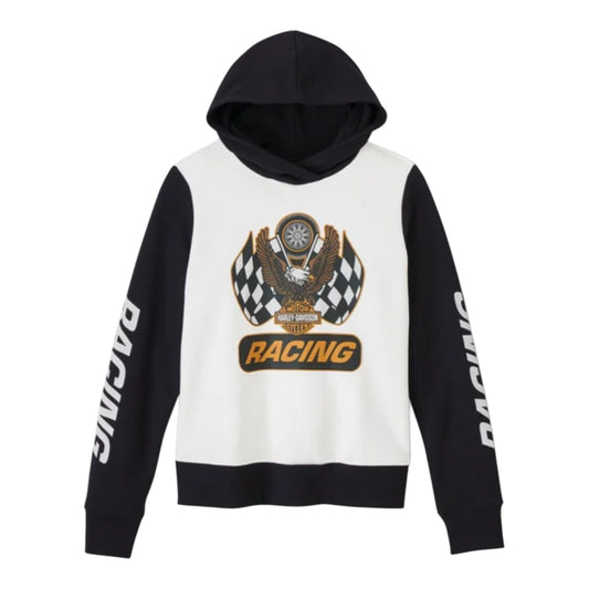 HOODIE-KNIT,COLORBLOCK WHITE/BLACK RACING