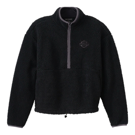 PULLOVER-KNIT,BLACK- SHERPA
