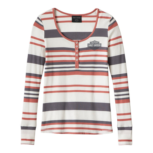HENLEY-KNIT, PINK STRIPE