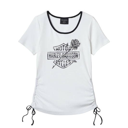 TEE-KNIT, WHITE W/ROSE