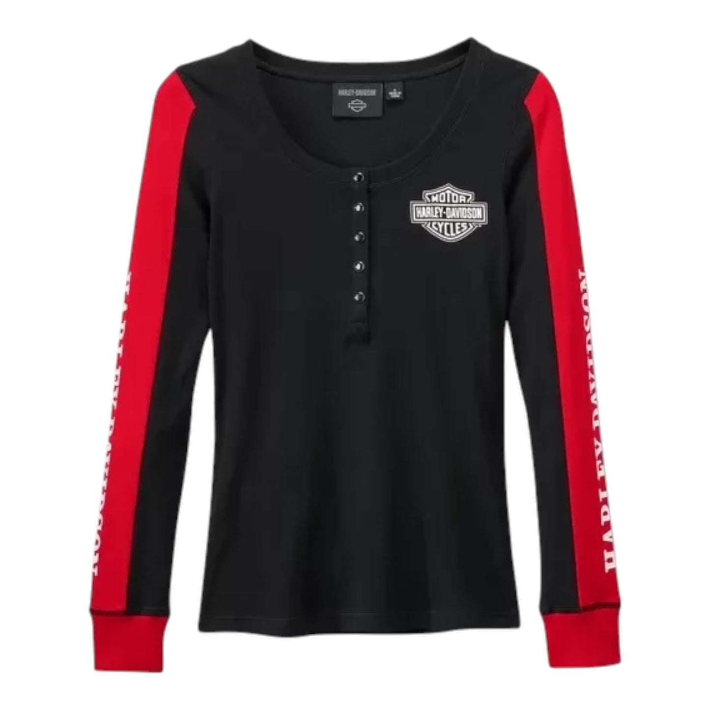 HENLEY-KNIT,COLORBLOCK BLACK/RED