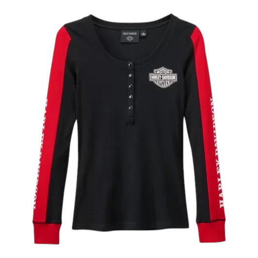 HENLEY-KNIT,COLORBLOCK BLACK/RED