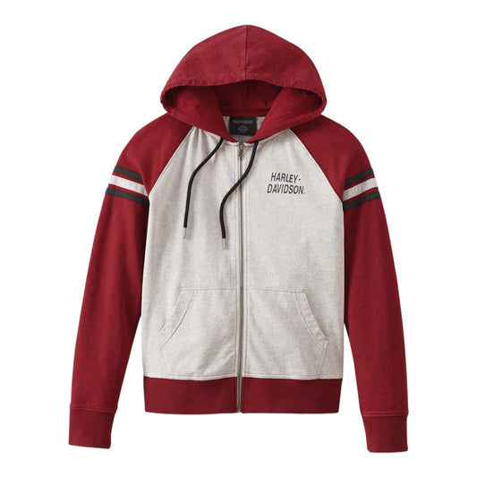 HOODIE- KNIT, RED COLORBLOCK