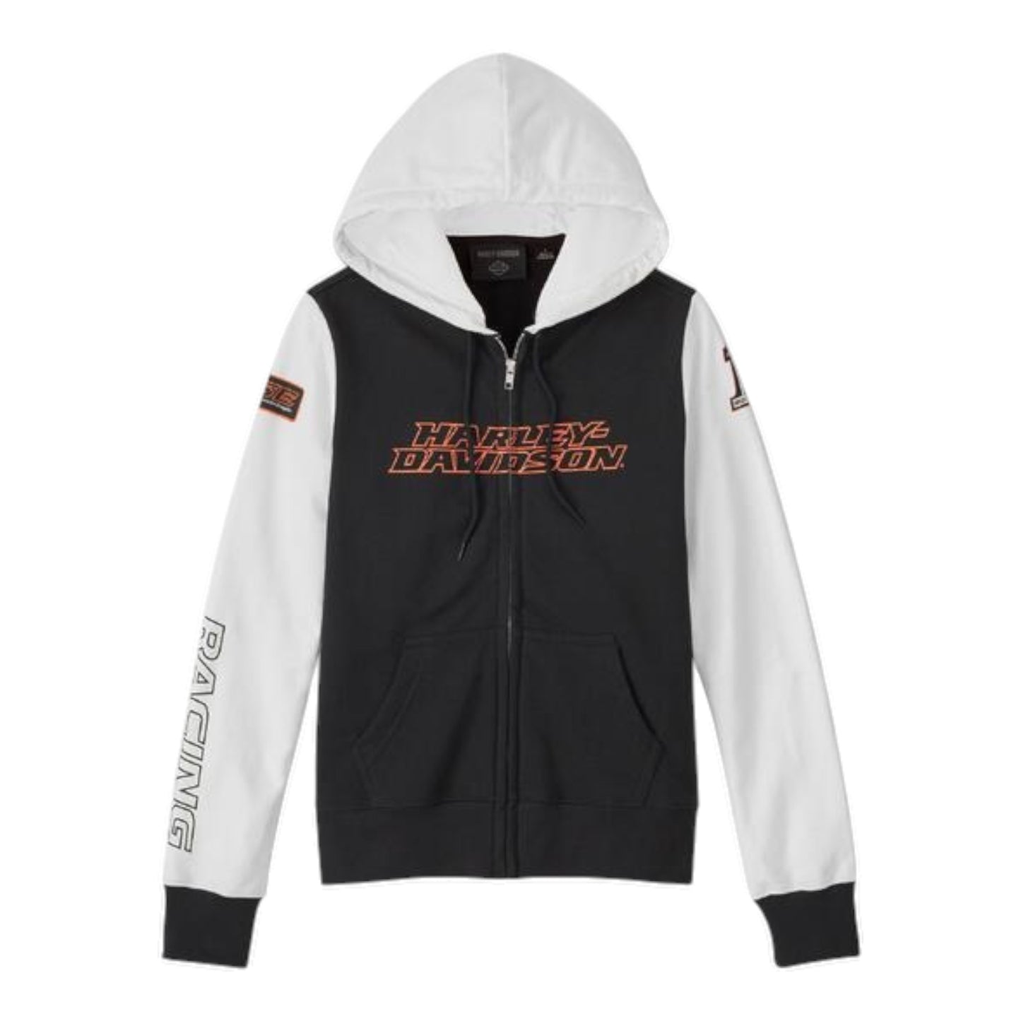 HOODIE-KNIT,COLORBLOCK BLACK/WHITE