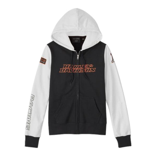 HOODIE-KNIT,COLORBLOCK BLACK/WHITE