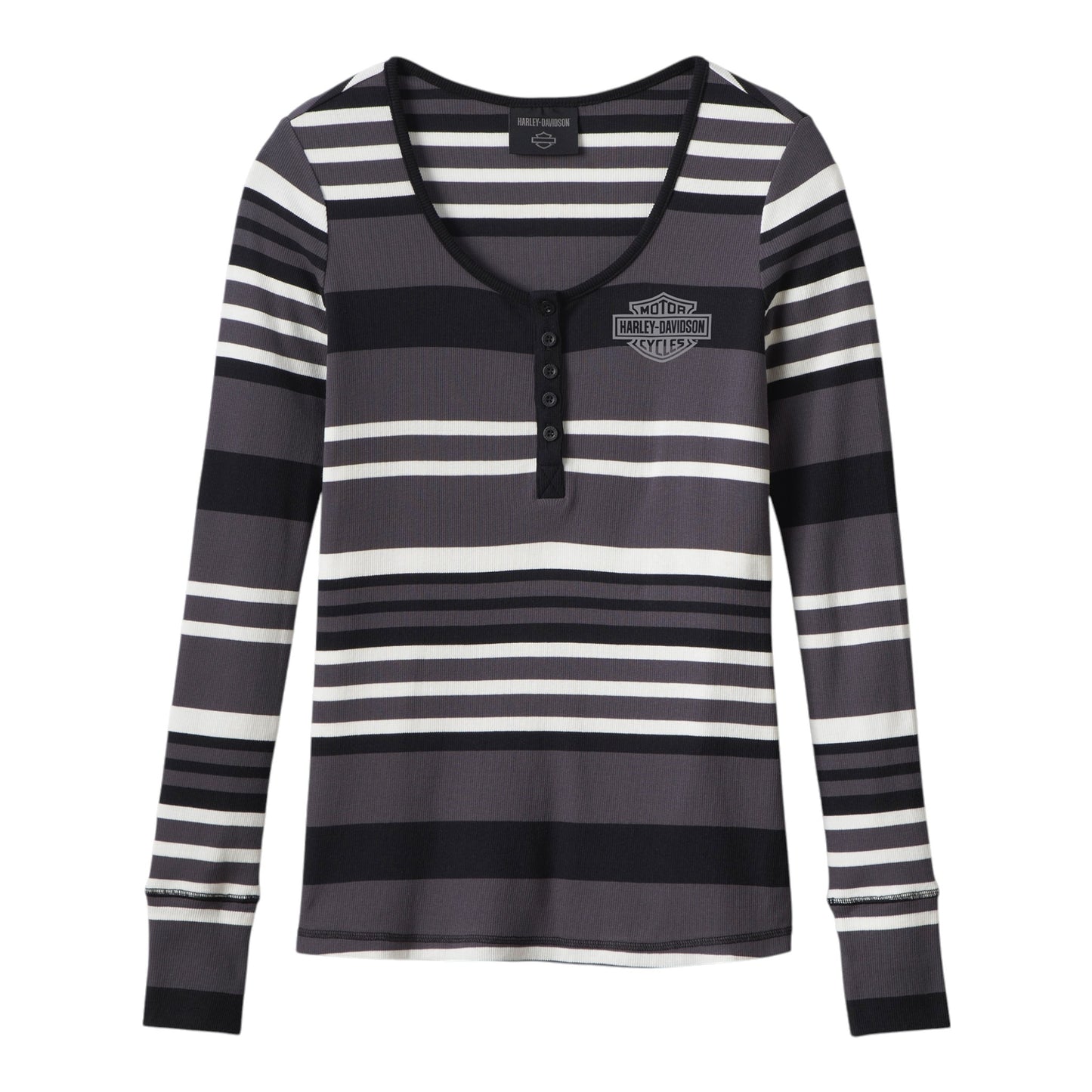 HENLEY-KNIT,BLACK STRIPES
