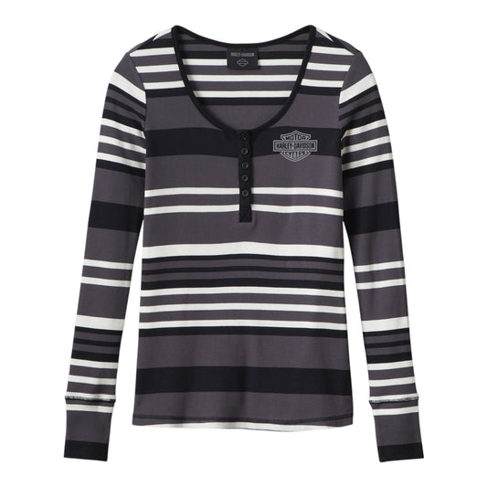 HENLEY-KNIT,BLACK STRIPES