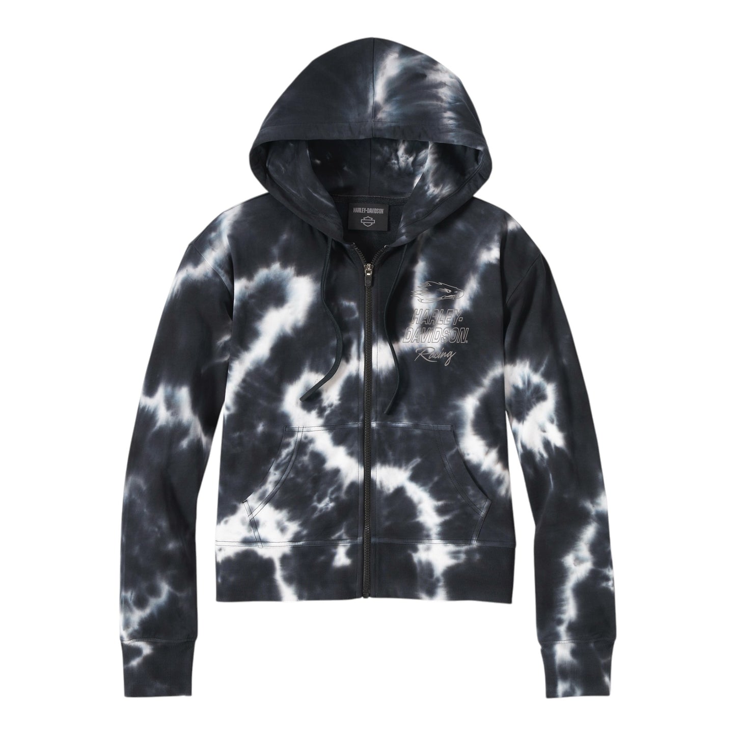 HOODIE-KNIT,BLACK TIE DYE