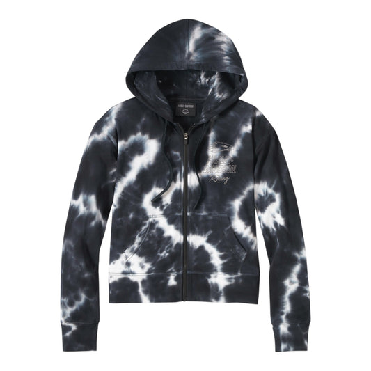 HOODIE-KNIT,BLACK TIE DYE