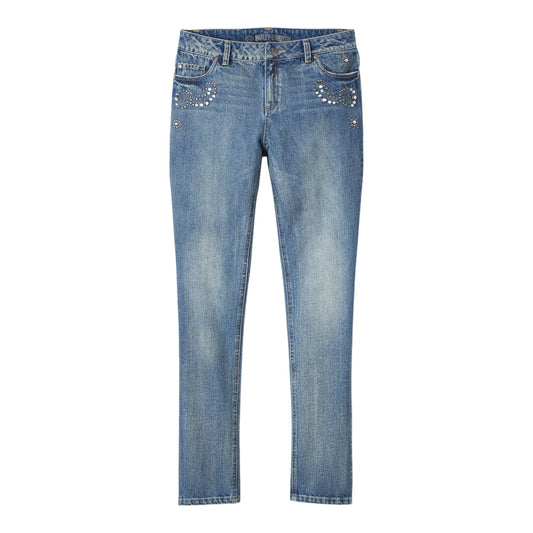 PANTS-DENIM,EMBELLISHED,BLUE