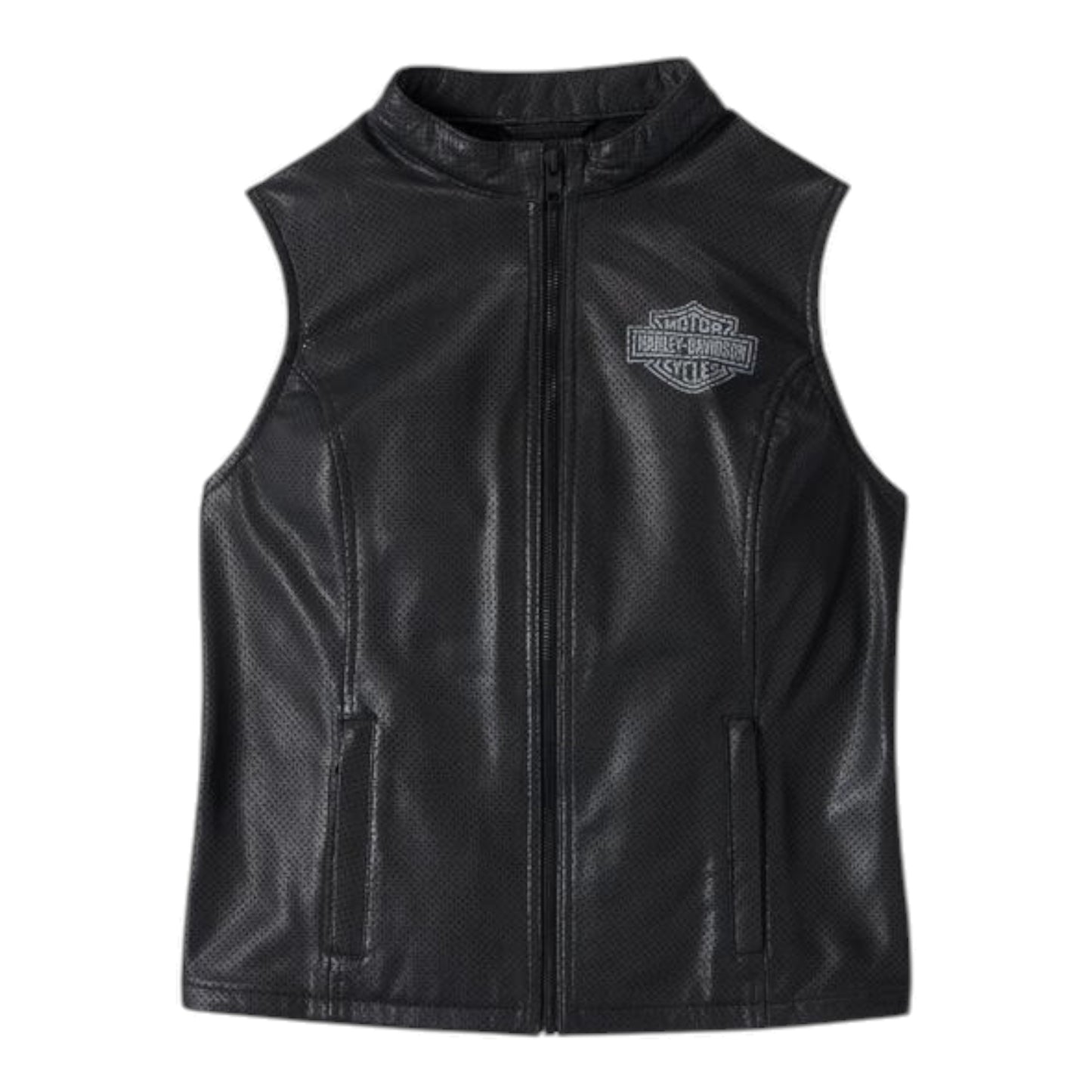 VEST-LEATHER,PERFORATED, BLACK