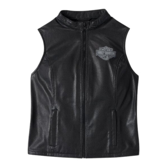 VEST-LEATHER,PERFORATED, BLACK