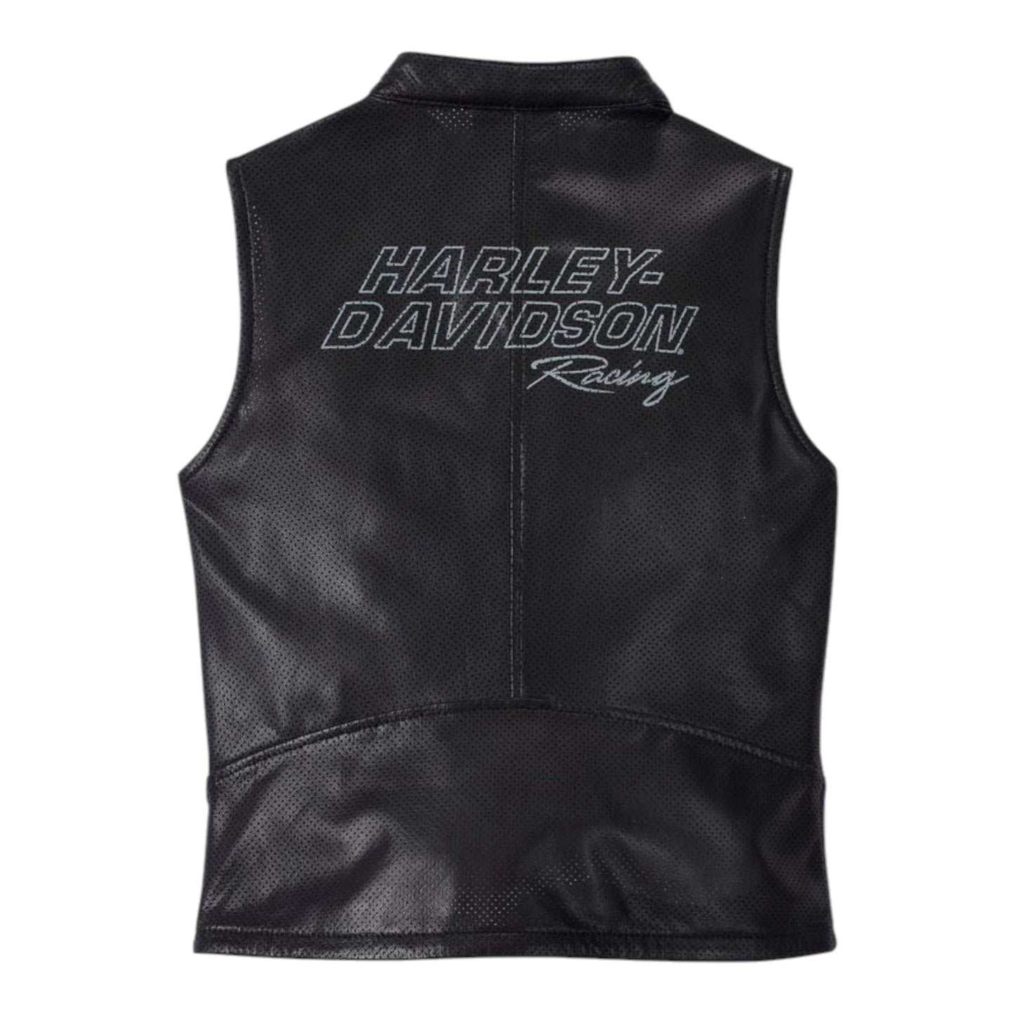 VEST-LEATHER,PERFORATED, BLACK