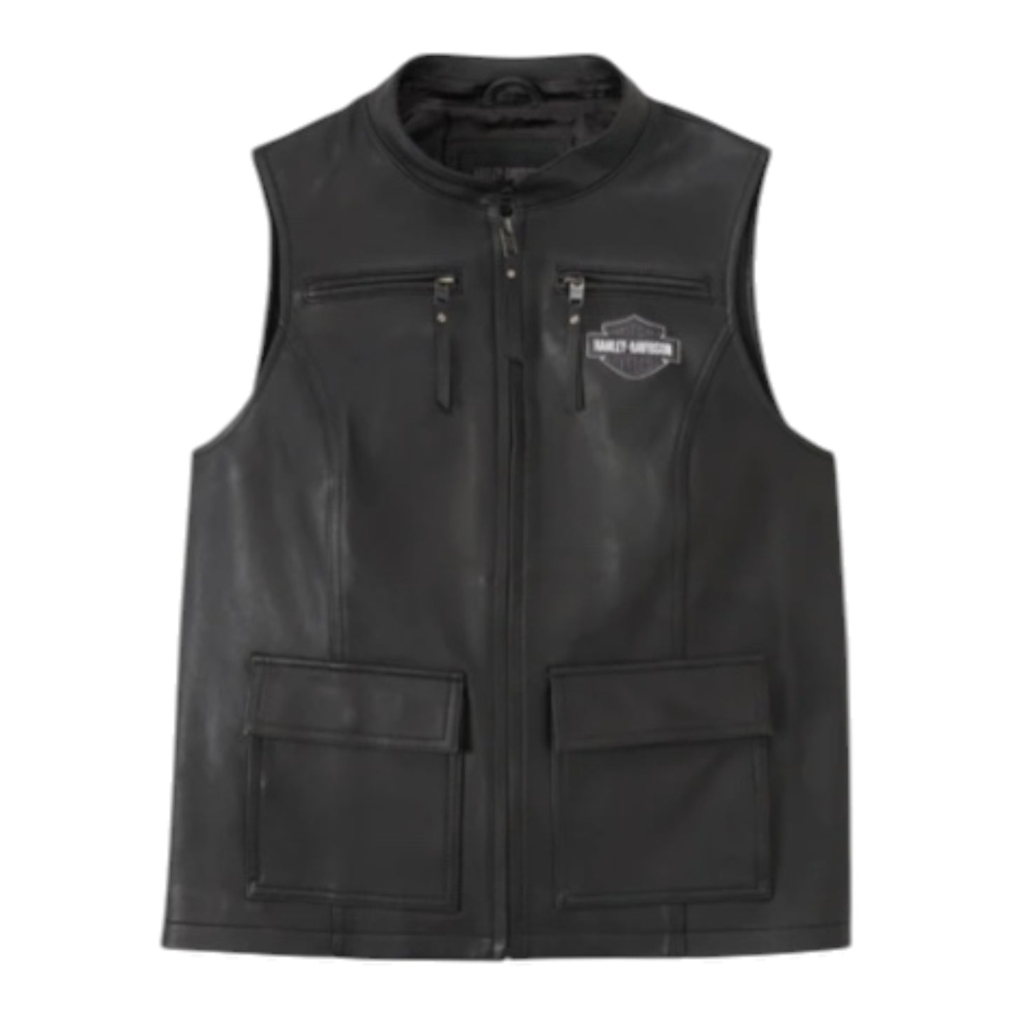 VEST-LEATHER,B&S,BLACK