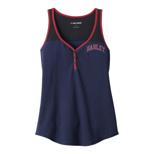 STAR SPANGLED BANNER HENLEY TANK, BLUE COLORBLOCK