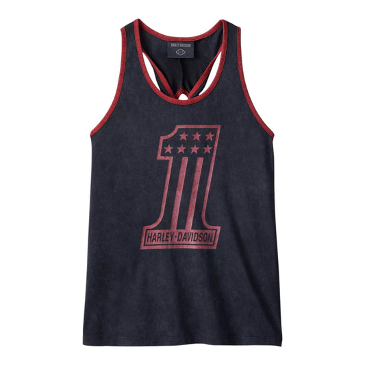 NATIONAL ANTHEM TWIST BACK TANK - BLACK