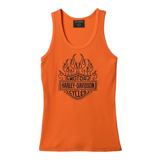 TANK-KNIT,ORANGE W/FLAMES