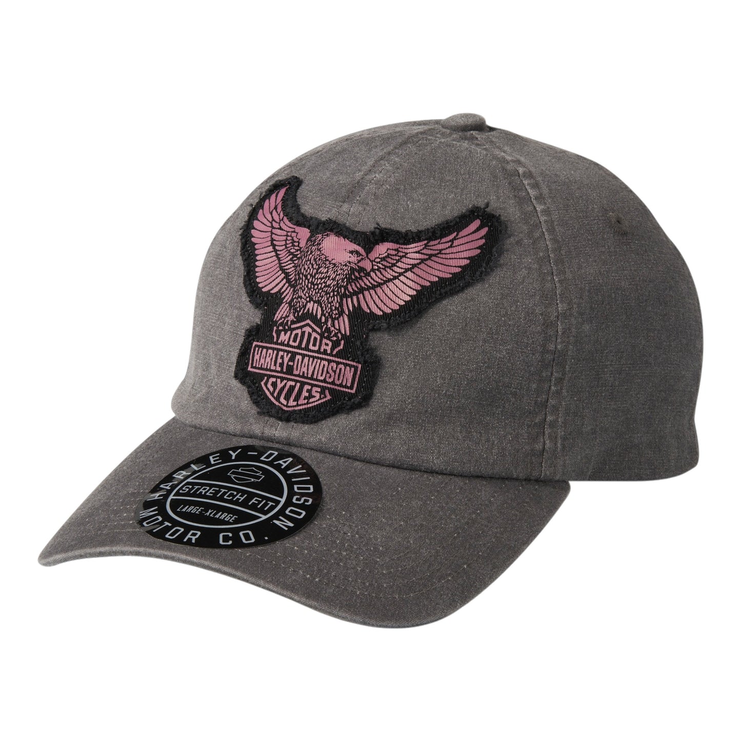 EMBROIDERED EAGLE STRETCH-FIT BASEBALL HAT - GREY